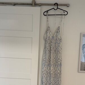 BCBG Light Blue & Cream Patterned Maxi Dress